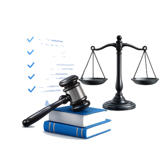 Legal support scales and gavel